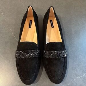 NWOT Alex Marie sz 9,5 black suede crystal encrusted flat loafers